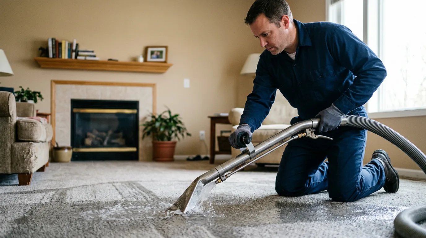 Water damage restoration technician working near West Columbia, TX